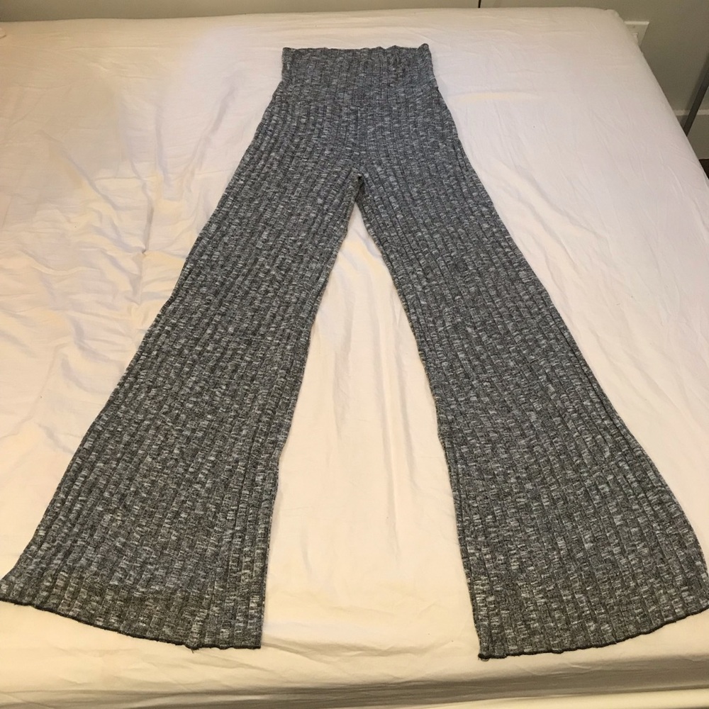 70s Grey Knit Flare Pants